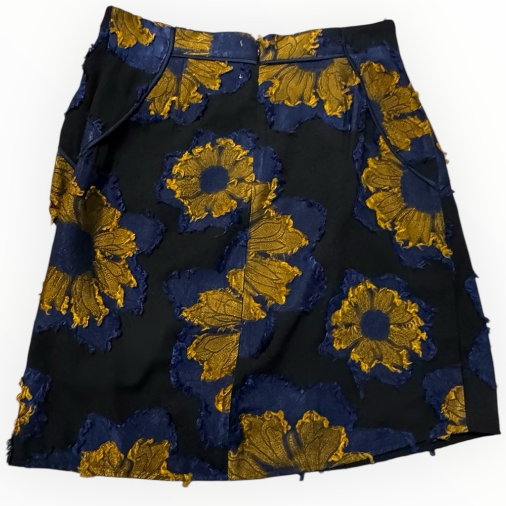 COTELAC x Raphaelle Cavalli Blue Gold Floral Embroidered Mini Skirt Designer 1 S - Picture 2 of 9
